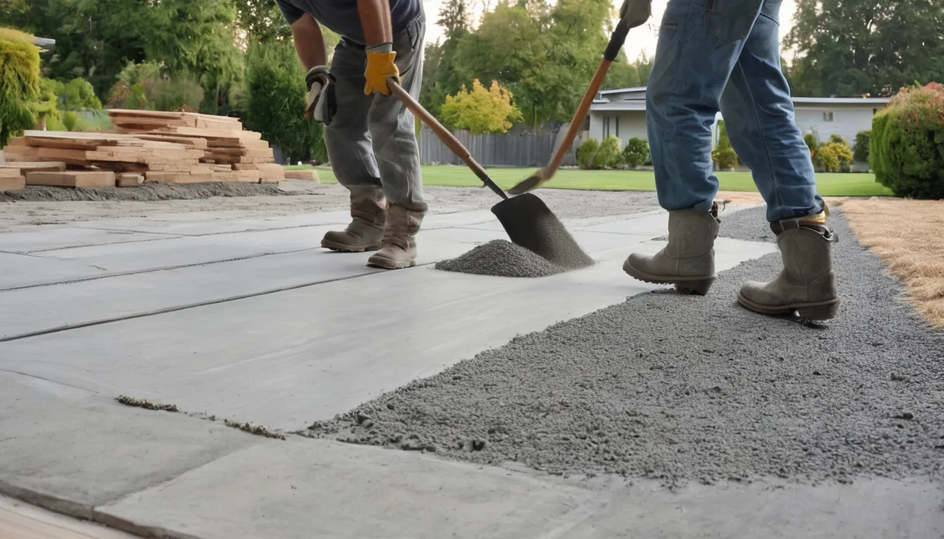 New concrete driveway being finished beside a home in Farmington Hills